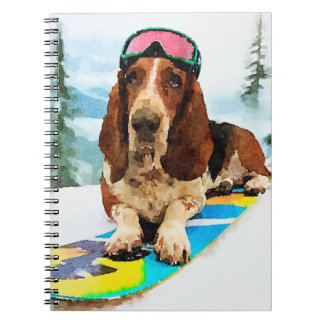Caderno Espiral Snowboarding Basset hound