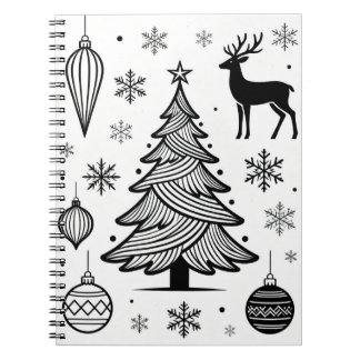 Caderno Espiral Snowflakes Line Art Notebook