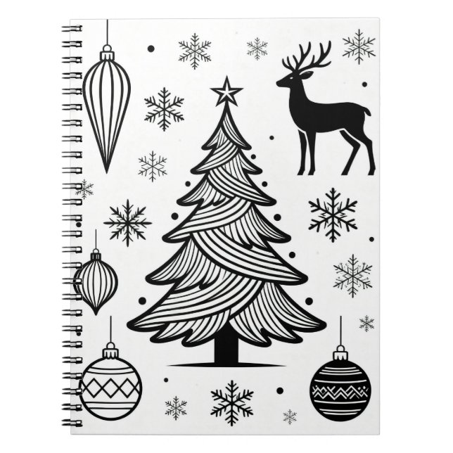 Caderno Espiral Snowflakes Line Art Notebook (Frente)