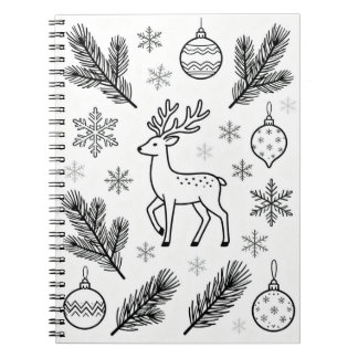 Caderno Espiral  Snowflakes Line Art Notebook