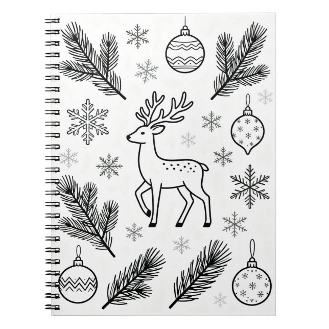 Caderno Espiral  Snowflakes Line Art Notebook (Frente)