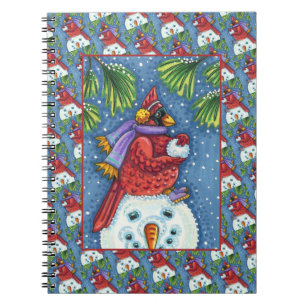 CADERNO ESPIRAL SNOWMAN BODYGUARD, CHRISTMAS CARDINHEIRO REDBIRD