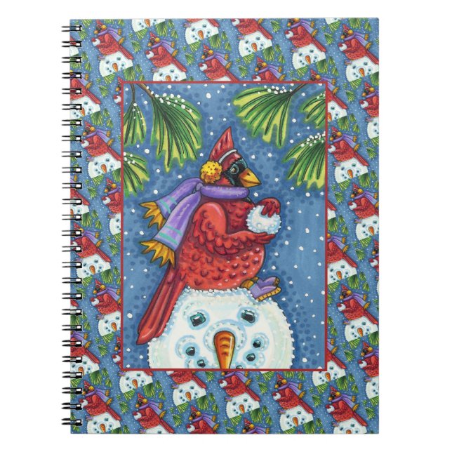CADERNO ESPIRAL SNOWMAN BODYGUARD, CHRISTMAS CARDINHEIRO REDBIRD (Frente)