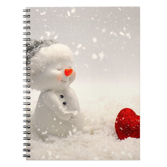 Caderno Espiral Snowman de Natal com Amor Encantador (Frente)