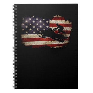 Caderno Espiral Snowmobile USA Flag Sled Sled Patriotic