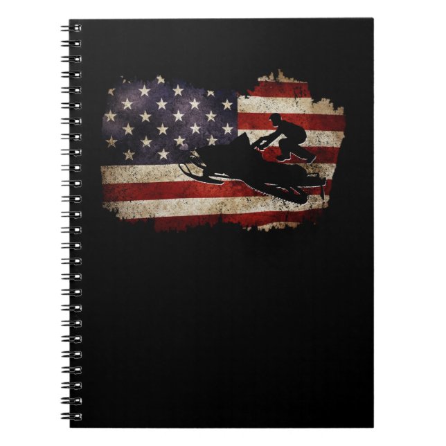 Caderno Espiral Snowmobile USA Flag Sled Sled Patriotic (Frente)