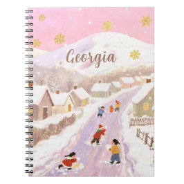 Caderno Espiral Snowy Village & Kids Personalized