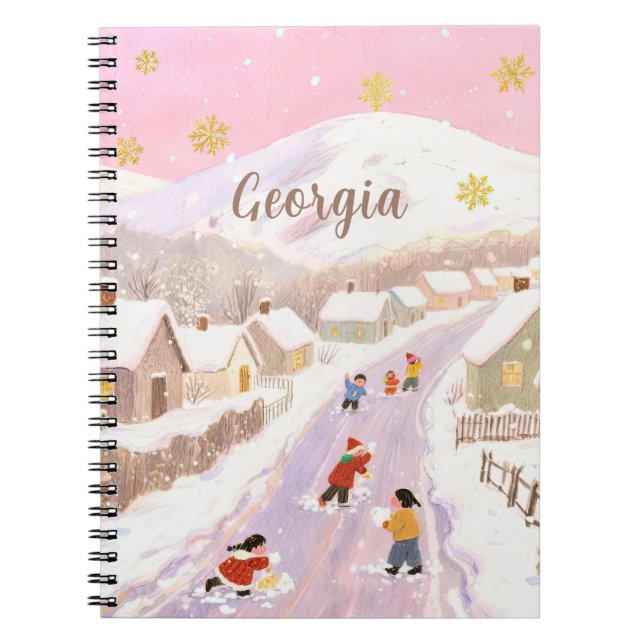 Caderno Espiral Snowy Village & Kids Personalized (Frente)