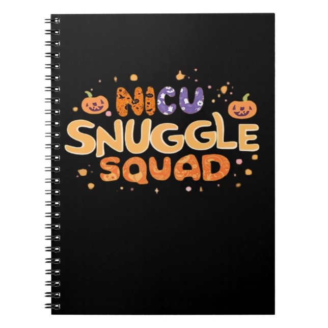 Caderno Espiral Snuggle Squad NICU Nurse Neonatal Nurse Halloween  (Frente)
