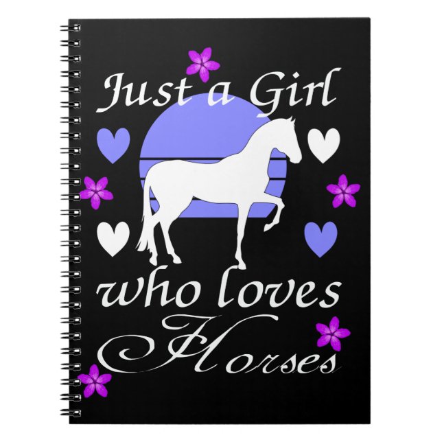 Caderno Espiral Só uma garota que ama cavalos em roxo (Frente)