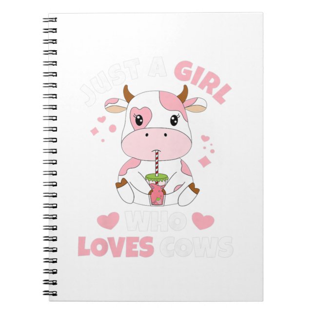 Caderno Espiral Só Uma Garota Que Ama Vacas Cute Strawberry Cow. P (Frente)