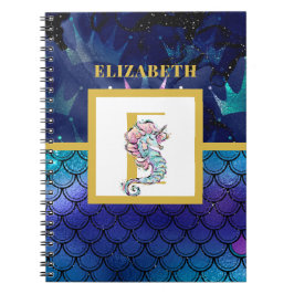 Caderno Espiral Sob o Mar com Cavalo do Mar Unicórnio Adicionar In