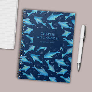 Caderno Espiral Sob o mar crianças oceano peixe tubarão