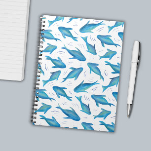 Caderno Espiral Sob o mar crianças oceano peixe tubarão