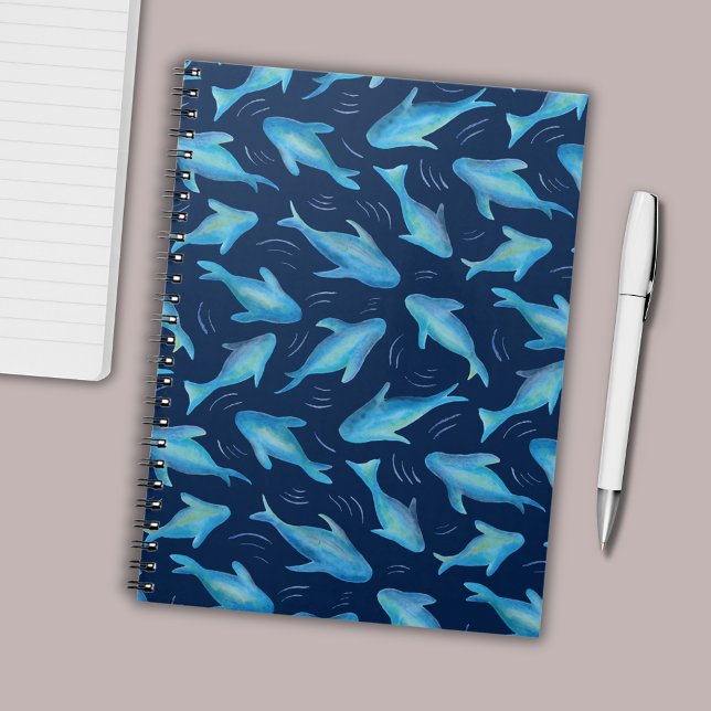 Caderno Espiral Sob o mar crianças oceano peixe tubarão (Under the sea swimming fish kids notebook)
