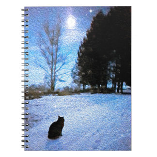 Caderno Espiral Sob uma lua do gato malhado
