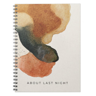 Caderno Espiral Sobre a Última Noite | Aquarela Abstrata Moderna