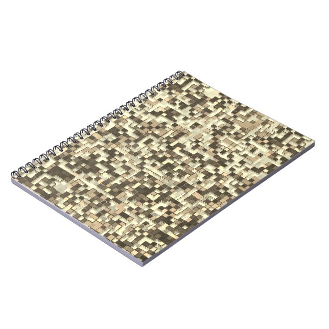 Caderno Espiral Sobreposição de pequenos quadrados em tons de bege (Left Side)