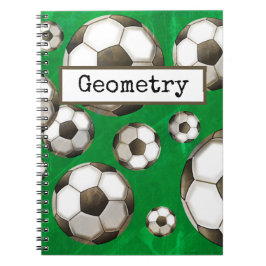 Caderno Espiral Soccer Field Green Soccer Balls Subject