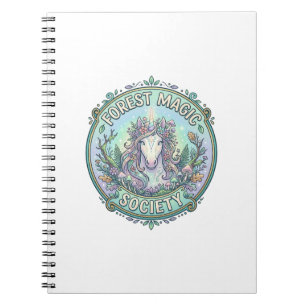 Caderno Espiral Sociedade Mágica Floresta Unicórnio Gráfica Branco