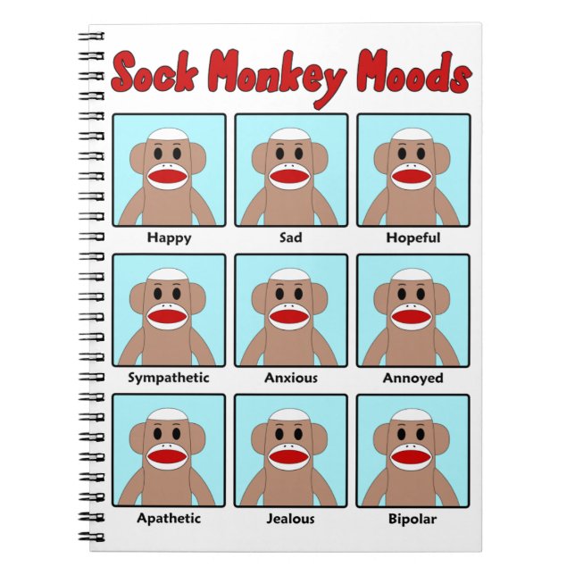 Caderno Espiral Sock Monkey Moods (Frente)