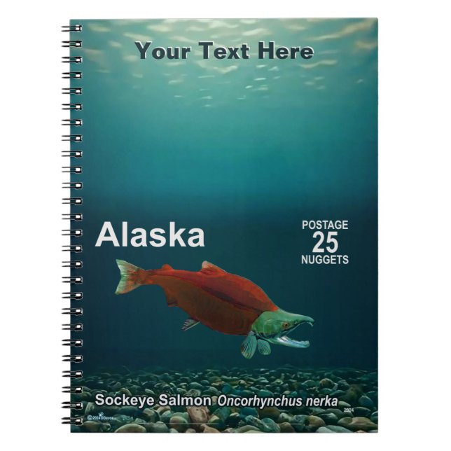 Caderno Espiral Sockeye Salmon - Alasca Postage (Frente)