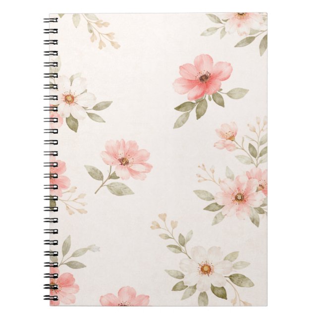 Caderno Espiral Soft Blush Floral Spiral Notebook (Frente)