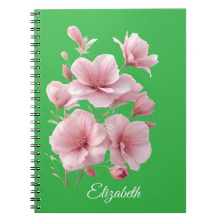 Caderno Espiral Soft Elegant Pink Floral Personalized