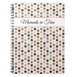 Caderno Espiral Soft, Retro Olive, Pink, and Brown Polka Dots