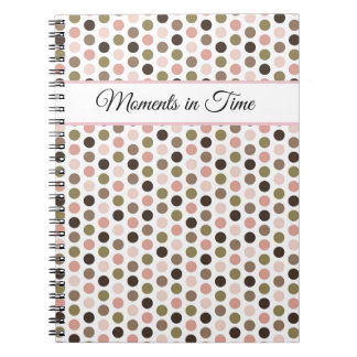 Caderno Espiral Soft, Retro Olive, Pink, and Brown Polka Dots