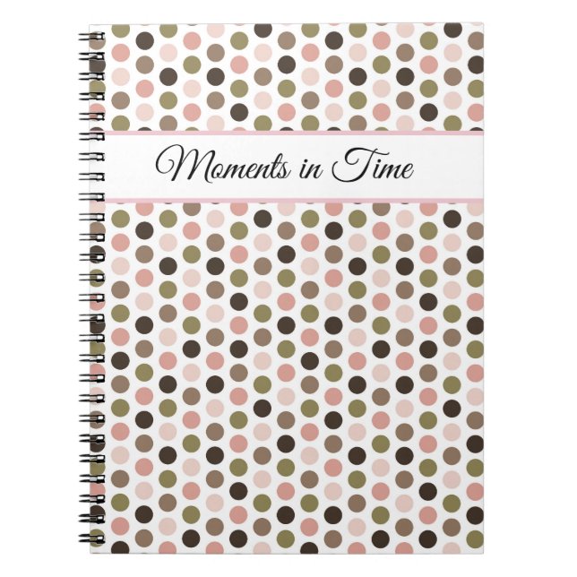Caderno Espiral Soft, Retro Olive, Pink, and Brown Polka Dots (Frente)