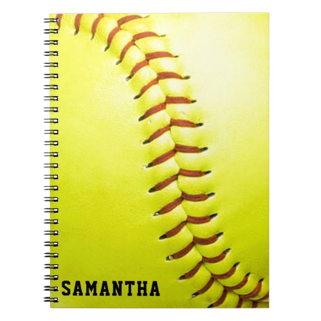 Caderno Espiral Softball Amarelo Personalizado (Frente)