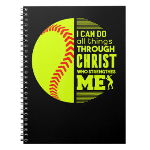 Caderno Espiral Softball Christian Softball Eu Posso Fazer Tudo Ph