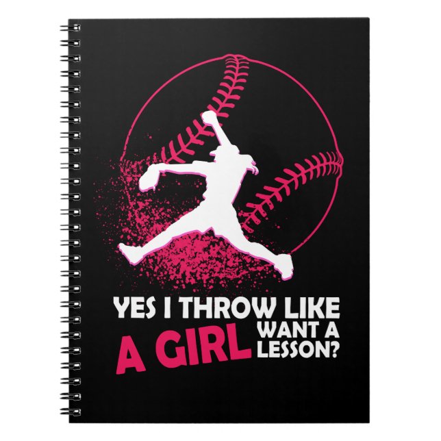 Caderno Espiral Softball Sim Eu Jogo Como Uma Garota De Softball (Frente)