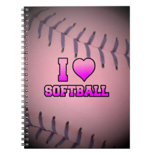 Caderno Espiral Softbol Rosa Eu Amo