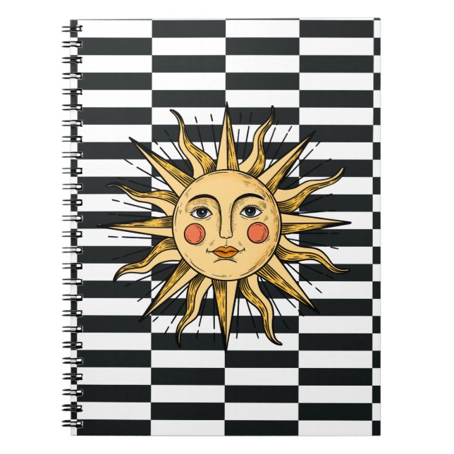 Caderno Espiral Sol amarelo com rosto (Frente)