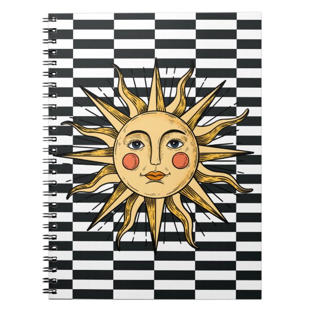 Caderno Espiral Sol amarelo com rosto (Frente)