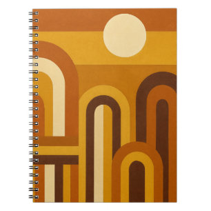 Caderno Espiral Sol & Arcos Design Geométrico Moderno de Meados do