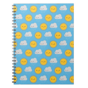 Caderno Espiral Sol e Chuva Kawaii