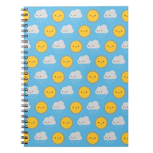 Caderno Espiral Sol e Chuva Kawaii (Frente)
