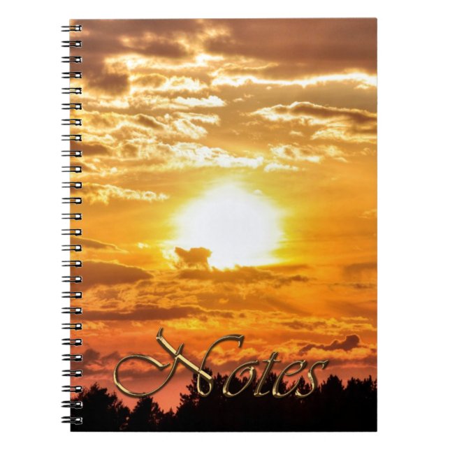 Caderno Espiral Sol sobre Árvores Natureza Fotografia (Frente)