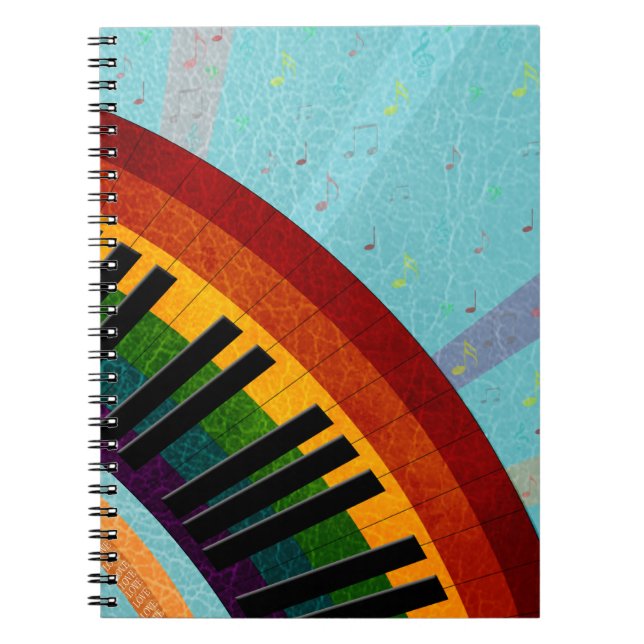 Caderno Espiral sol sobre reflexões sobre água ao redor do piano (Frente)