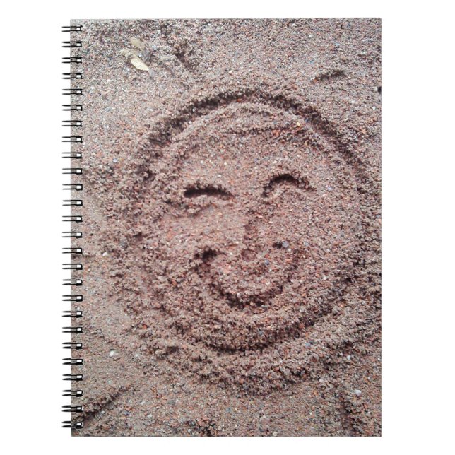 Caderno Espiral Sol sorridente, Sand Emoticon, Summer Emoji (Frente)