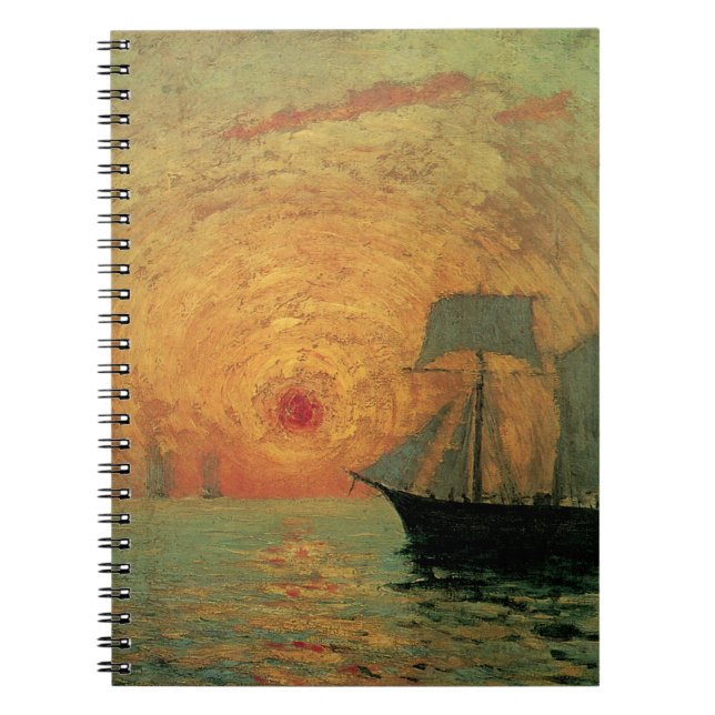 Caderno Espiral Sol Vermelho por Maxime Maufra, Impressionismo Vin (Frente)