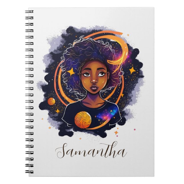Caderno Espiral Solar System Afro Woman (Frente)