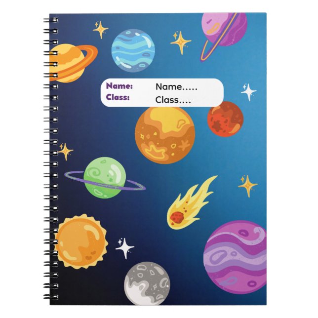 Caderno Espiral Solar System with Sun and Planets Personalized (Frente)
