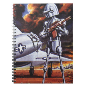 Caderno Espiral Soldados Robôs Militares de Ficção Científica Vint