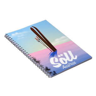 Caderno Espiral Söll, poster de viagens de Esqui da Áustria