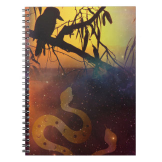 Caderno Espiral Solstice Kookaburra Silhouette Celestial Cobra