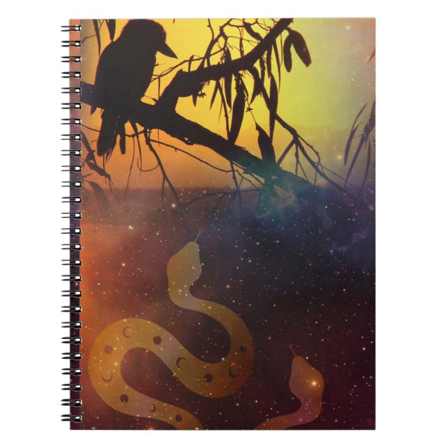 Caderno Espiral Solstice Kookaburra Silhouette Celestial Cobra (Frente)
